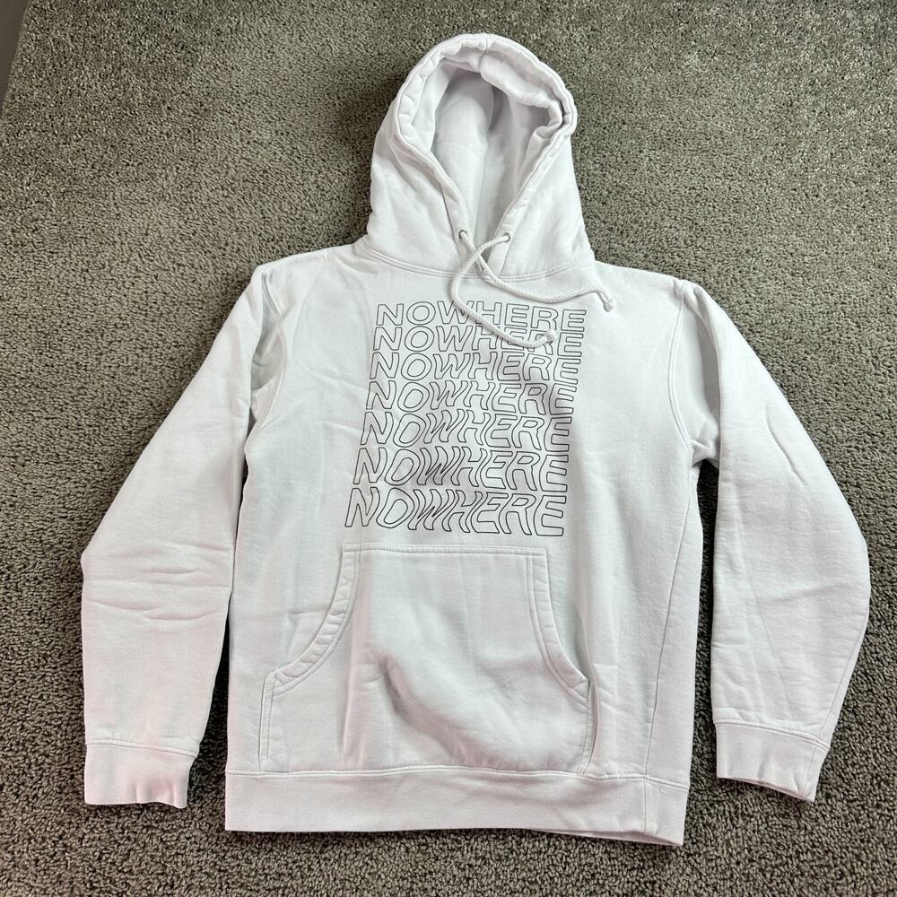 Nowhere Hoodie Mens S White Black Blurry Vision Pullover Nowh3r3 Sweatshirt *